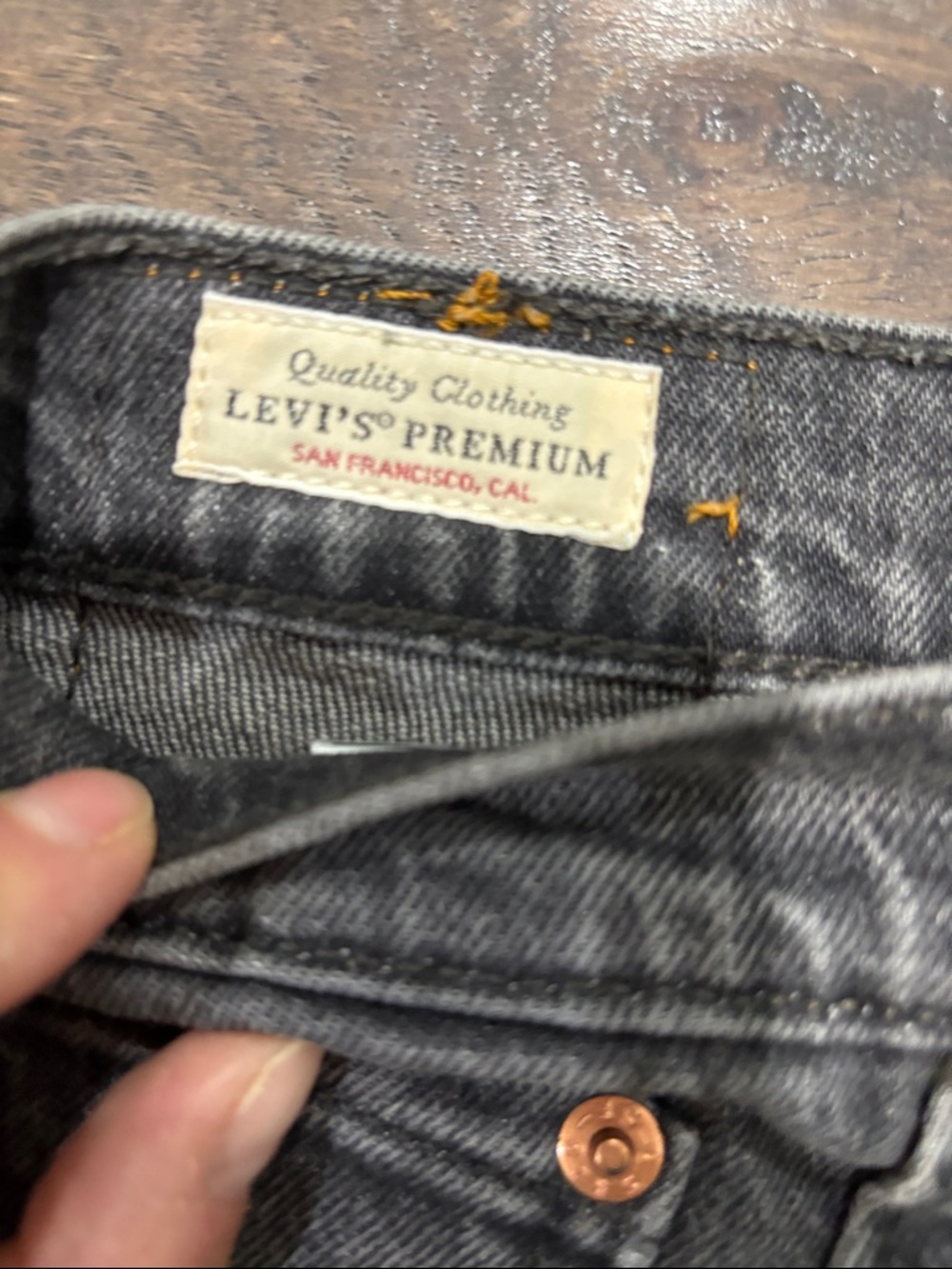 Levi's Charcoal Black Washed Denim 501 Cutoff Shorts - Picture 2 of 4